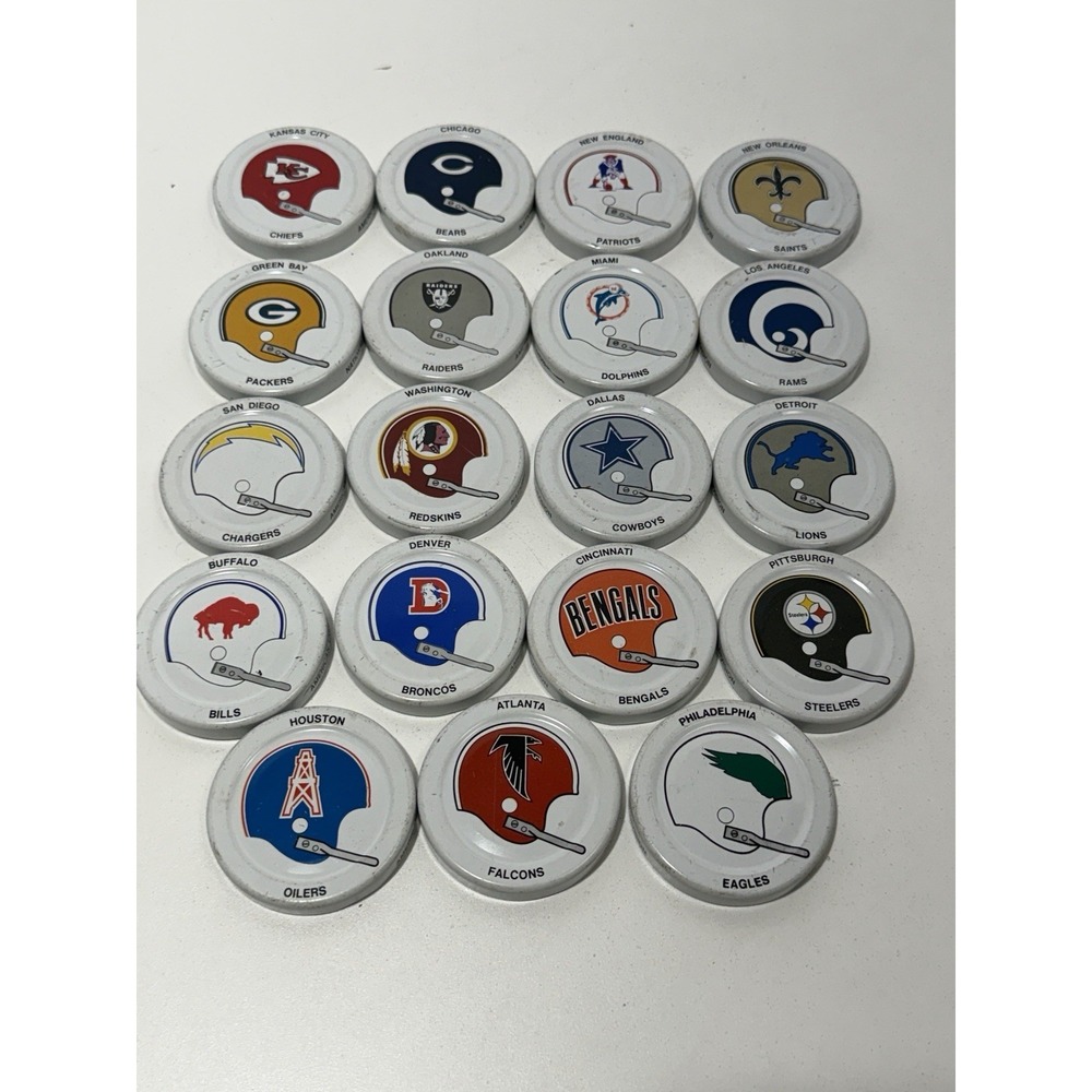1970's Gatorade NFL Football Helmet Logos Bottle Caps Lids Lot of 19 Vintage Cap